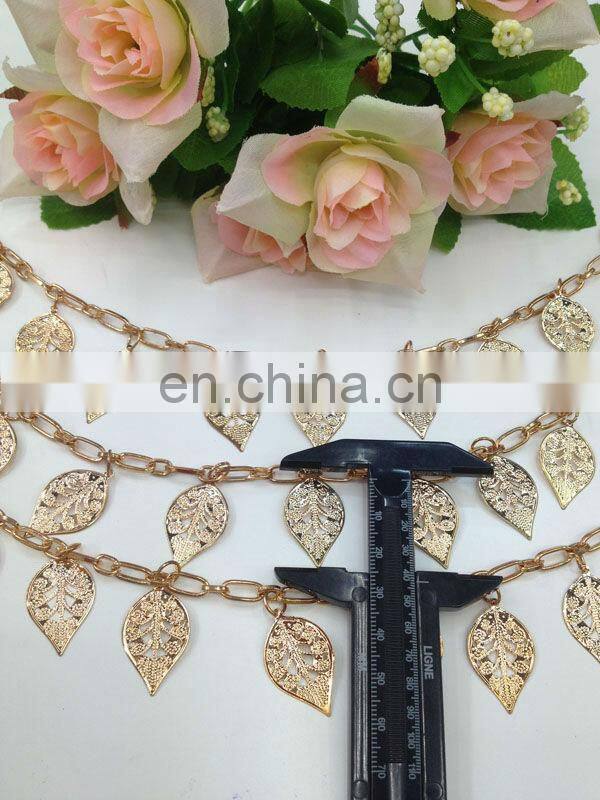 hot sell leave metal chain trimming sew on clothing bags or shoes garment accessories