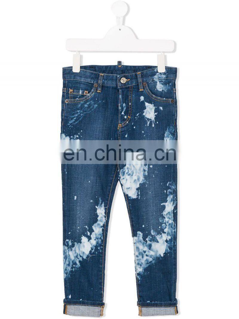 DiZNEW OEM High Quality Blue Painting Denim Clothing Kids Boys Biker Jeans pants