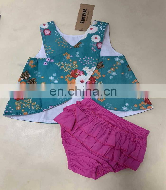 Flower Child Outfit Baby Girls flower Clothing Set Toddler Infant Vest Tops Tutu Shorts 2pcs Clothes for 0-18m