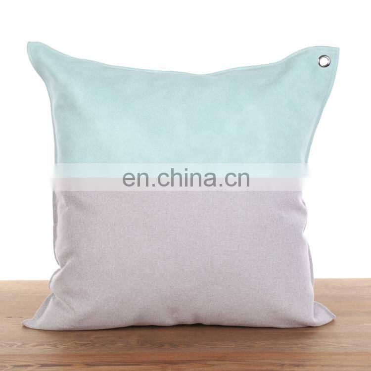 Decorative Luxury High Quality Recycling Faux Leather Lumbar Pillowcase Throw Pillow Case with PU Patchwork