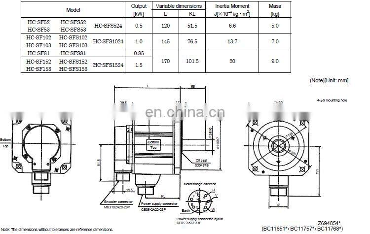 3.5kw Mitsubishi embroidery embossing machine ac servo motor HC-SF352B