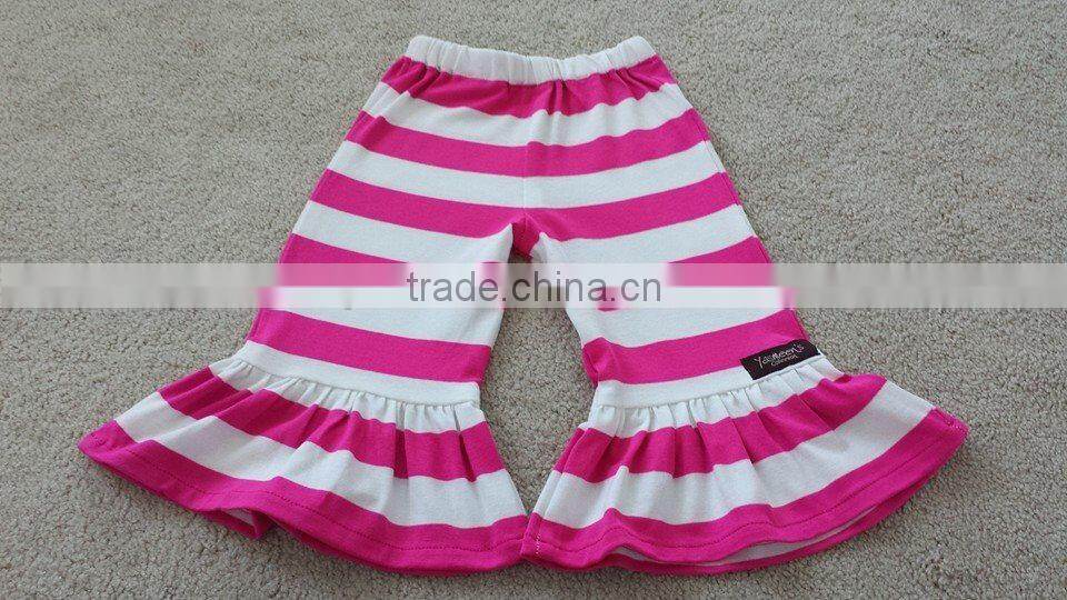 100% cotton ,solid color pant various colors triple ruffle long pant for baby girls