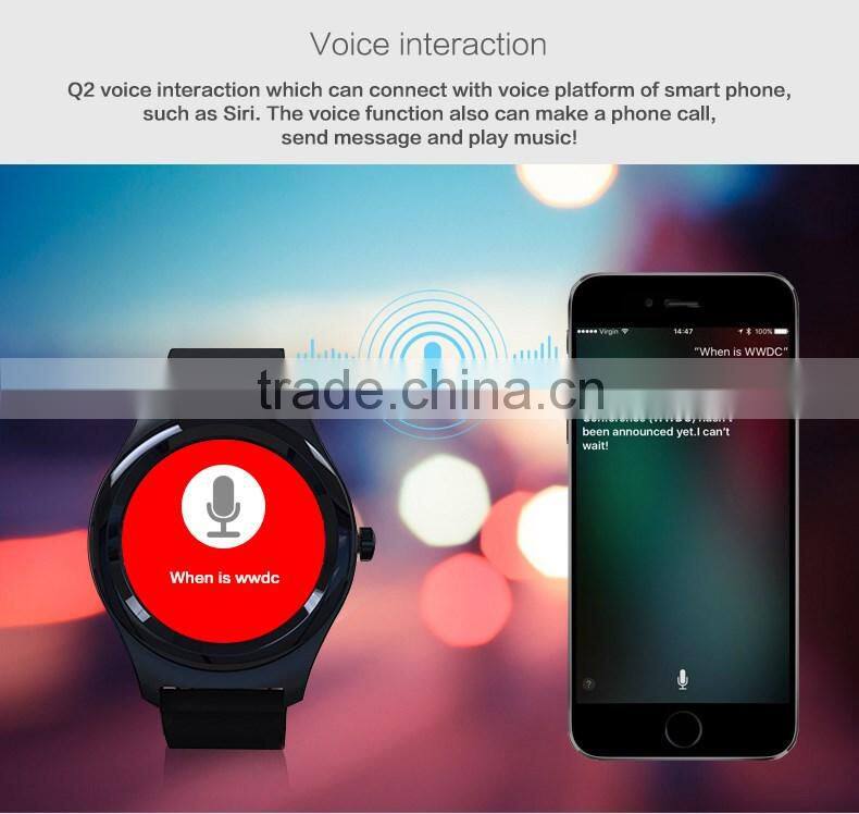 2016 round screen watch ips full round touch screen Q2 MTK2502 smart watch for android &ios.