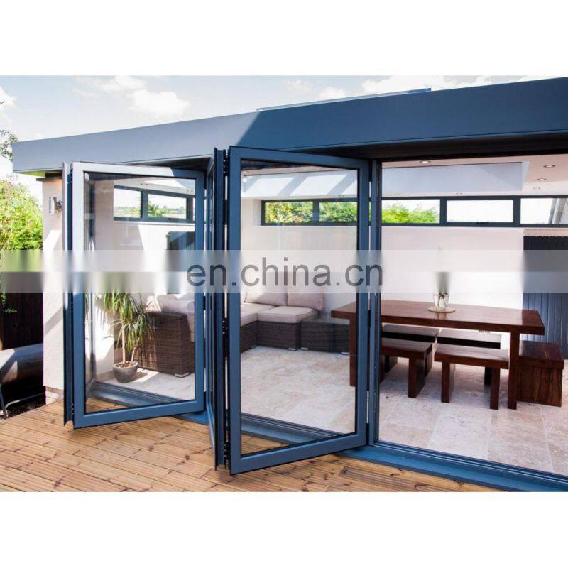 2021 popular villa entrance style interior aluminum frame BI-folding sliding tempered glass and handles door