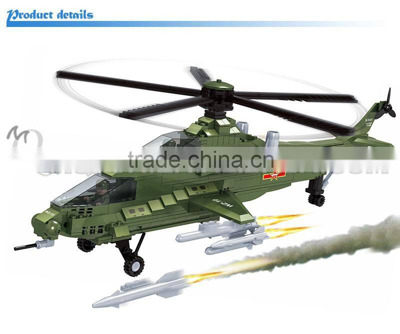 Mini Qute DIY military guided missile helicopter action figures plastic cube building blocks bricks educational toy NO.22708