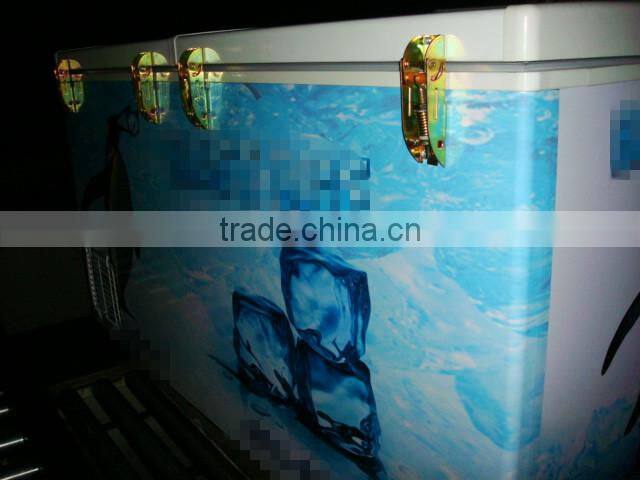 Double door commercial 2 layer ice cream chest freezer