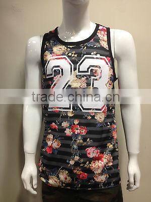 wholesale custom sublimated tank top factory,mens all over printed vest