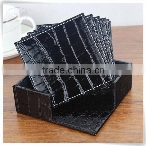 eco-friendly pu leather unique beverage drink coaster sets