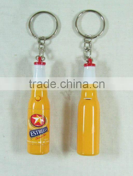 led beer bottle shape keychain,custom bottle shape keychain with projector,promotional led bottle projector keychain