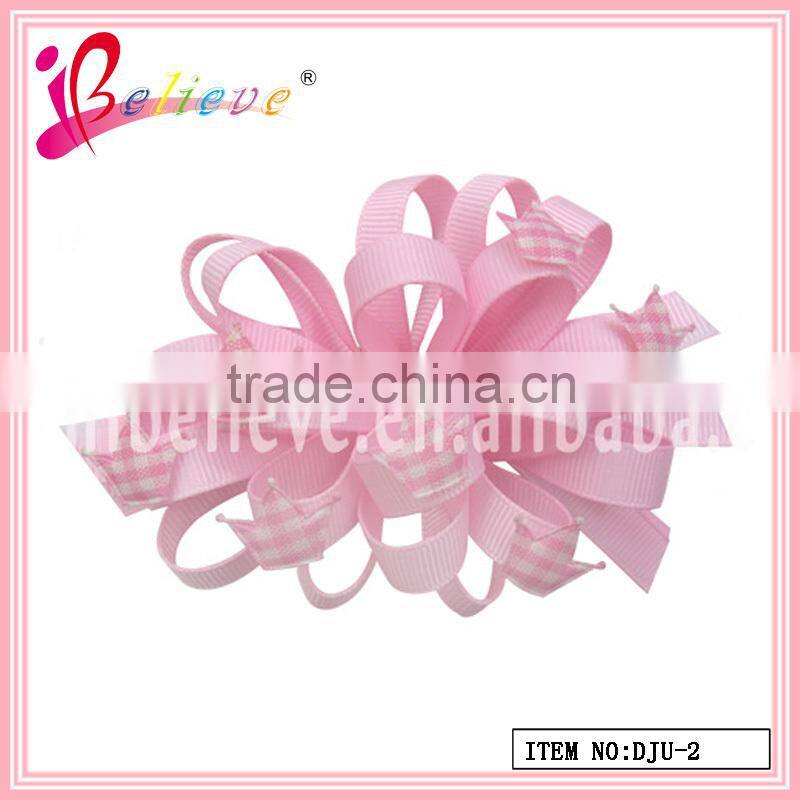 Popular beautiful crown decoration headwear koker ribbon hairgrips for girls (DJU--2)