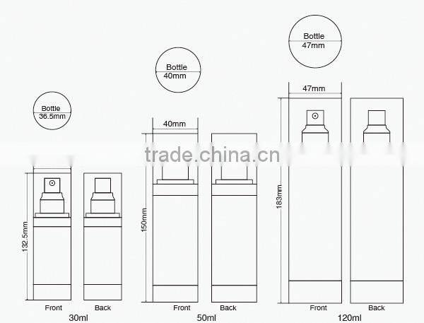 2015 Luxury Plastic Cosmetic Bottle with Aluminum Pump Top for Cosmetic Packaging