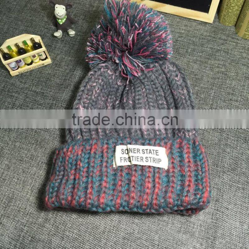 Autumn Winter Warm Keeping Colorful Knitting Pom Pom Hats and Caps Manufacturer