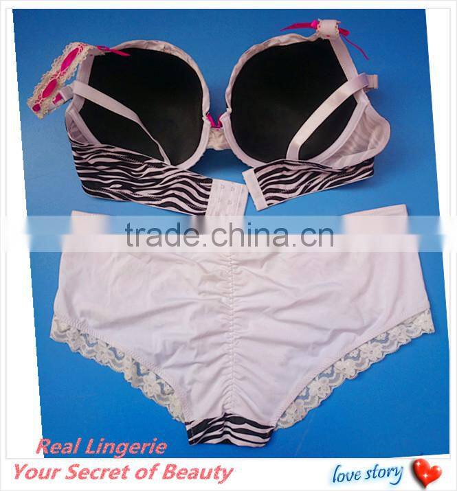 Fashion Plus Size Bra Set, Sexy Zebra Printed Microfiber