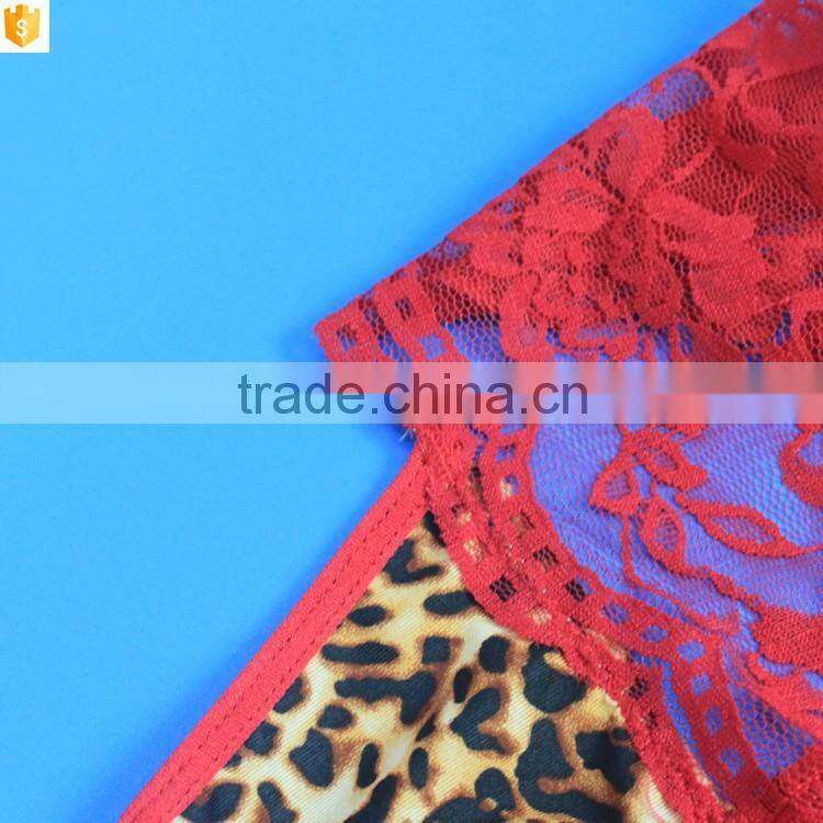 Extreme nylon lace fabric and leopard cotton women string