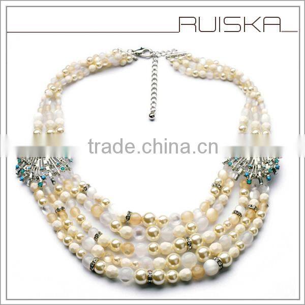 Stick Shaped Crystal Charm Beaded Bib Necklace