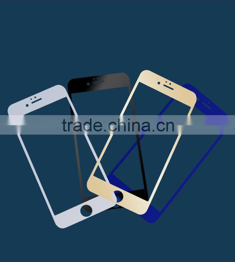 Color Full screen cover tempered glass screen protector for iphone 6, film for iphone 6 plus