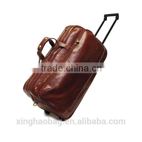 Solid leather trolley luggage bag, fancy luggage bags,korea luggage bag for sale
