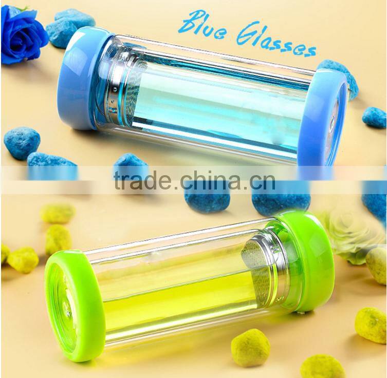 hot protected cheap price double wall glass tea infusion bottle