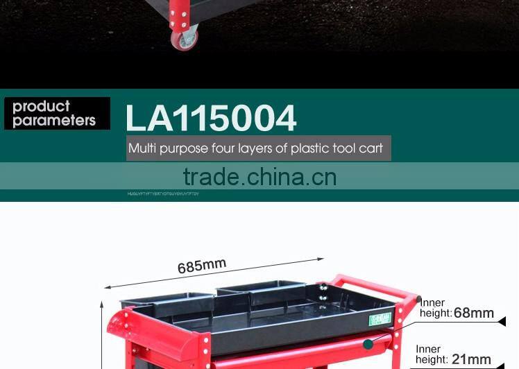 best-selling foldable 4 layer tool trolley multifunction plastic tool trolley cart