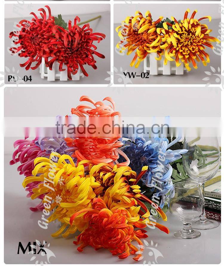 2016 Wholesale Multicolor Latex Artificial PU Flowers Chrysanthemum Real Touch Bouquet Wedding Bridal Decor Display Flower
