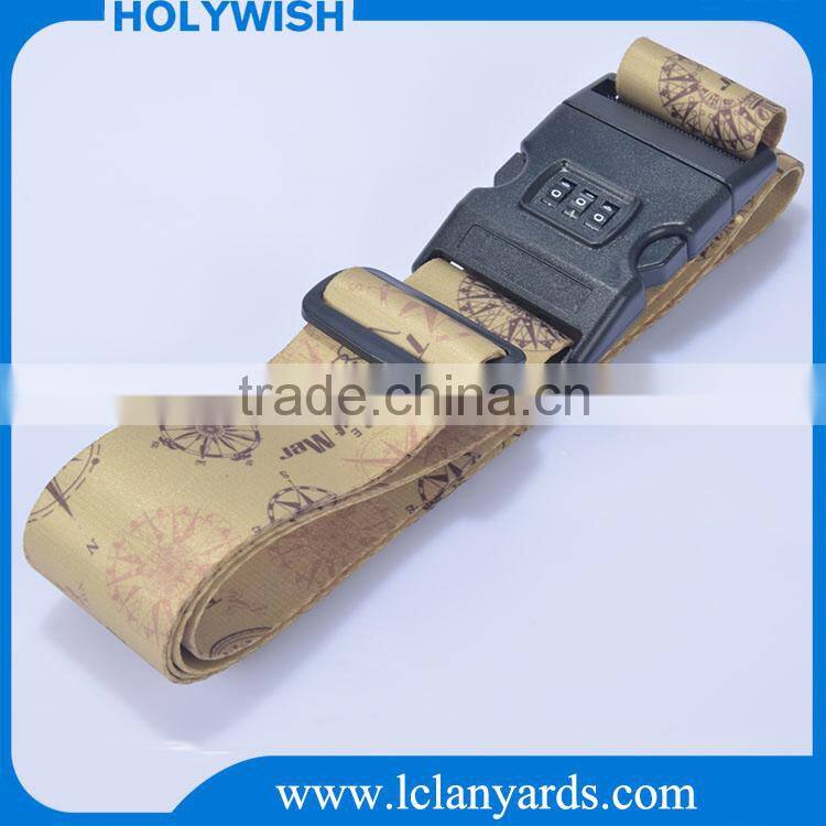 Heat Transfer Printed Fashion Travel Luggage Strap With Digital Lock