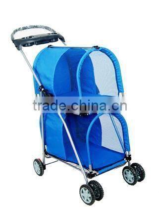 Blue Double Deck Pet Stroller