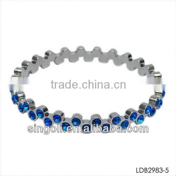 Multi layer silver platting gems pave set bangles hot new product for 2014
