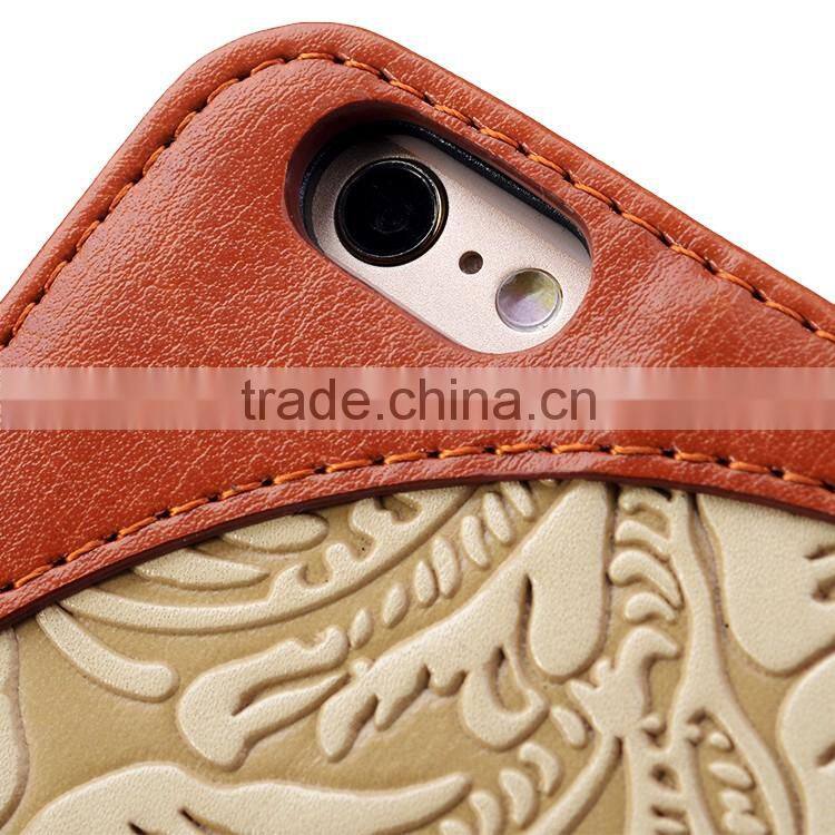China Classical Landscape Series Wallet Leather Phone Case for iPhone 6 with Card Holder