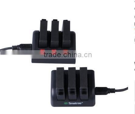 3.8v 1290mah battery & 3 channel charger for Go pro Smatree with high quality