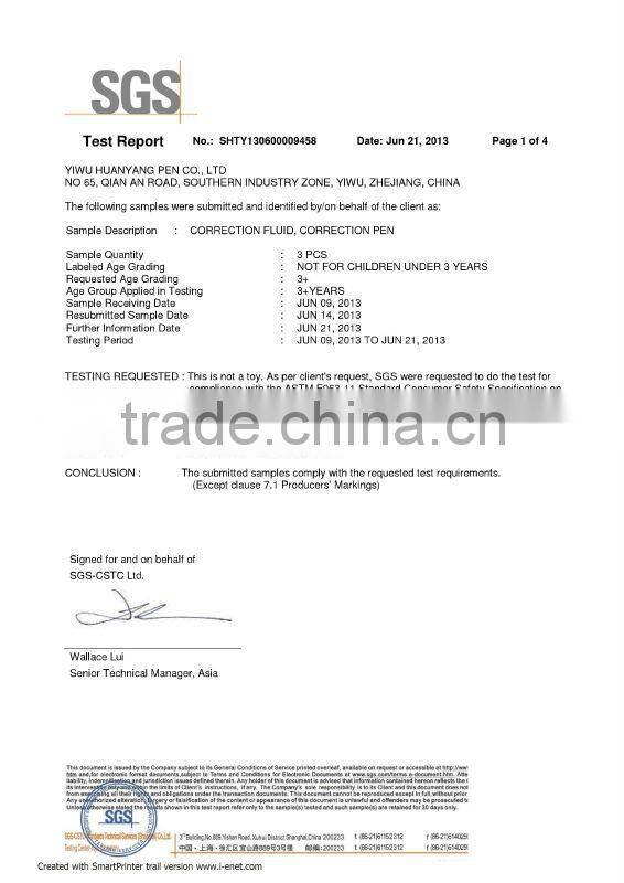 Wholesale office and school stationery whiteout/correction pen fluid