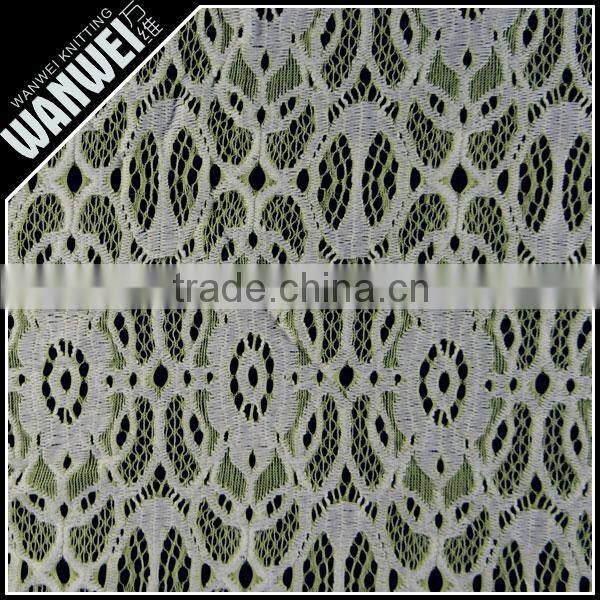 nylon polyester lyca fabric lace textile in double color orange white fabrics for wedding dress