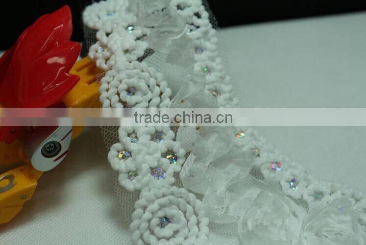 Chiffon Sequin Lace Fabric Mesh Embroidered U-shape Lace Collar