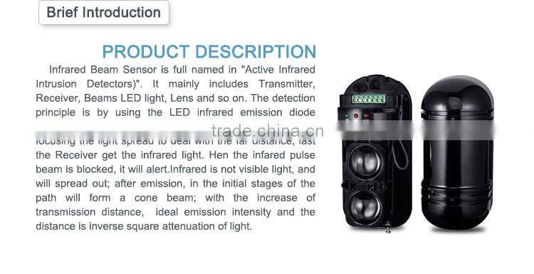 Active Infrared 2 Beams Barrier Sensor For Intrusion Detection