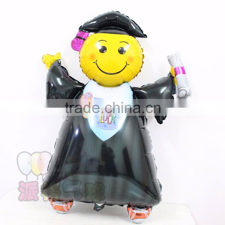 Graduate smiling face foil helium balloons for kids birthday decoration