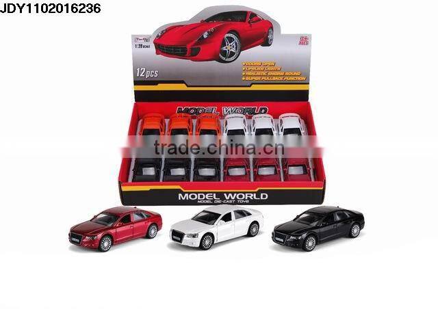 1:28 metal pull back toy car Alloy four door open little die-cast with light Simulation metal car