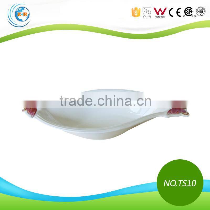 Hot Selling Decal Boat Shape Ceramic Dish for Hotel