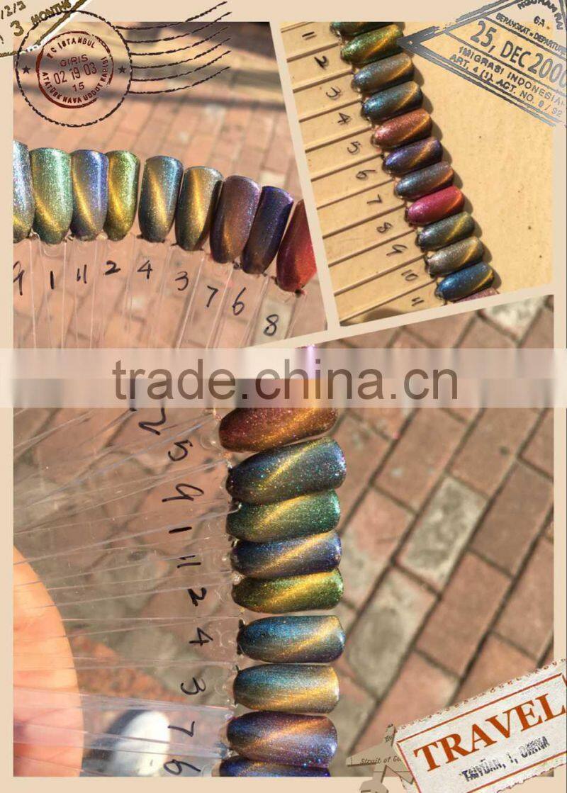 2016 hot sale nail art 15ml free samples soak off uv/led color uv gel polish chameleon cat eyes