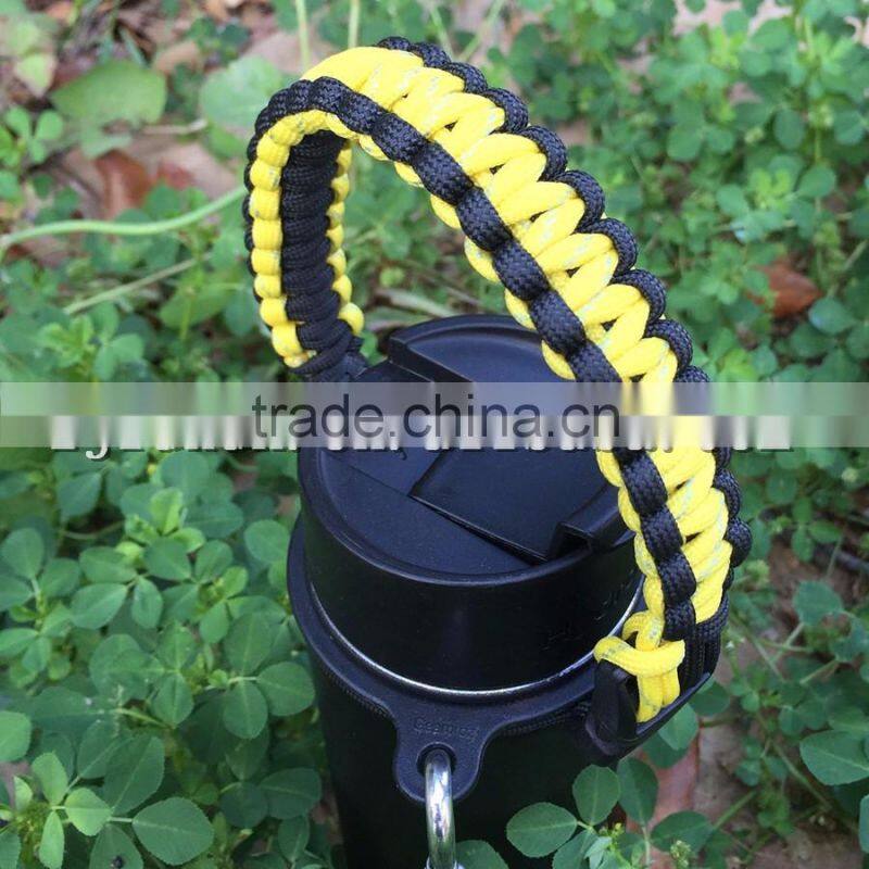 newest fashion weave paracord bottle handle 7 stands 550 paracord survival cup handle for hiking camping