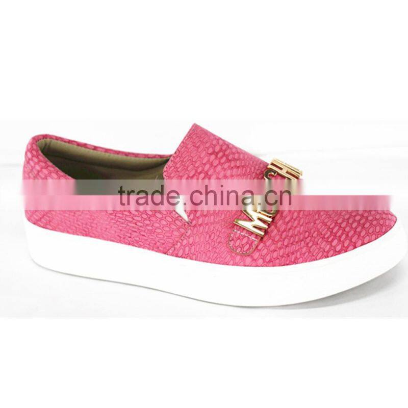 Spring and autumn Rose red slip on women casual shoes