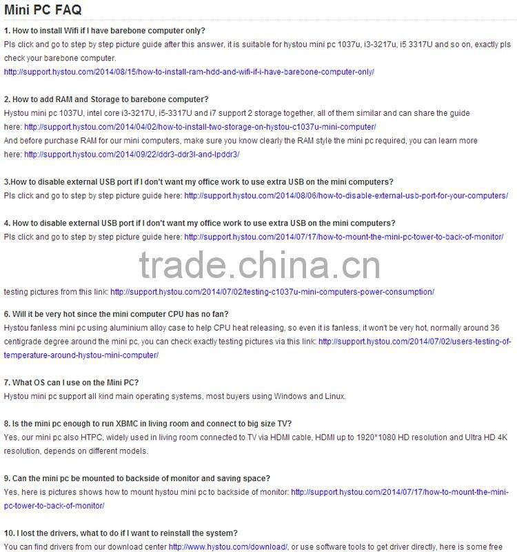 Cheap Intel Core i5 3317u Max 2.6G Mini PC barebone System With 6*USB HDMI+VGA Dual Display HD4400 HD 4K 300M WiFi RJ45 Lan Port