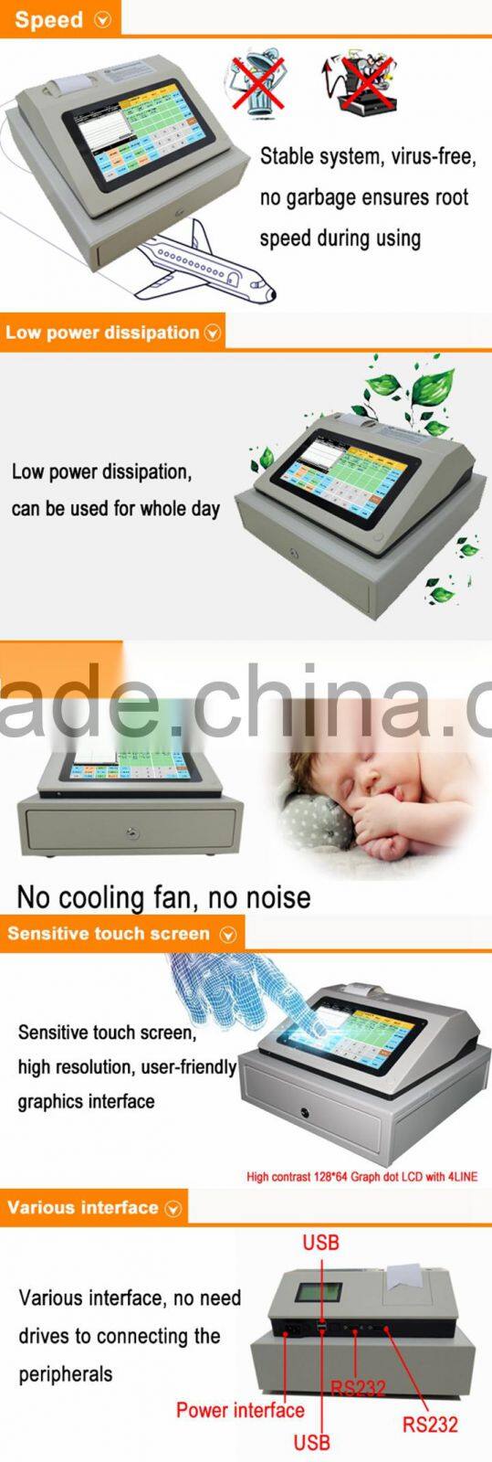 IPCR004 9" Electronic Touch Screen Cash Register For Retail Shop