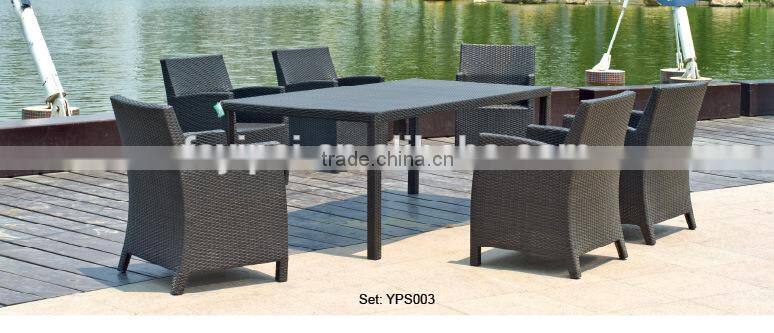 Long table rattan furniture 6 chairs restaurant dining set YPS003