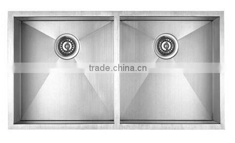 Zero Radius Handmade Stainless Steel Sink 32" x 19" x 10" Double Bowls (cUPC Approved,very competitive price!)