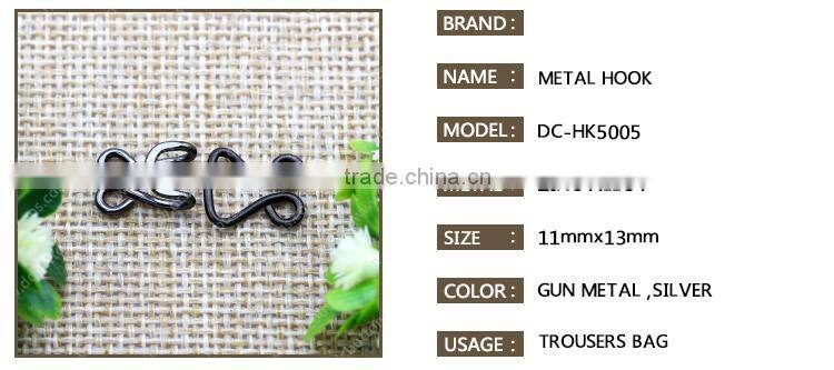 Zinc alloy material metal hook for shirt cheongsam accoessory
