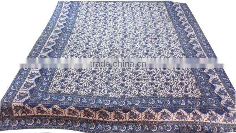 RTBS-2 Indian Ethnic Elephant Printed Double Bed Sheet Mandala Work Beautiful Home Furnishing Bed Spread From Jaipur