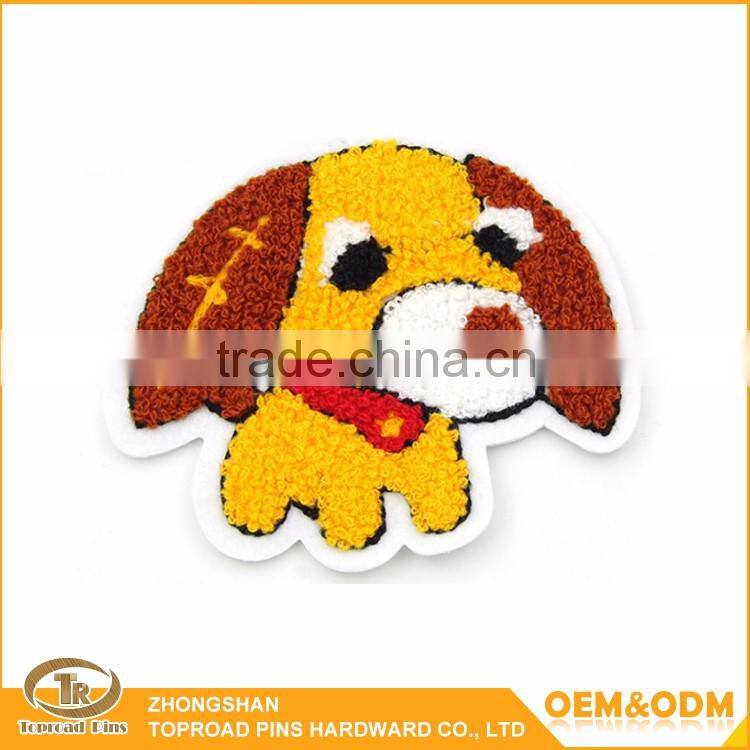 Cartoon design embroidery patch custom embroidery gold fish towel patch chenille patch sewing on towel