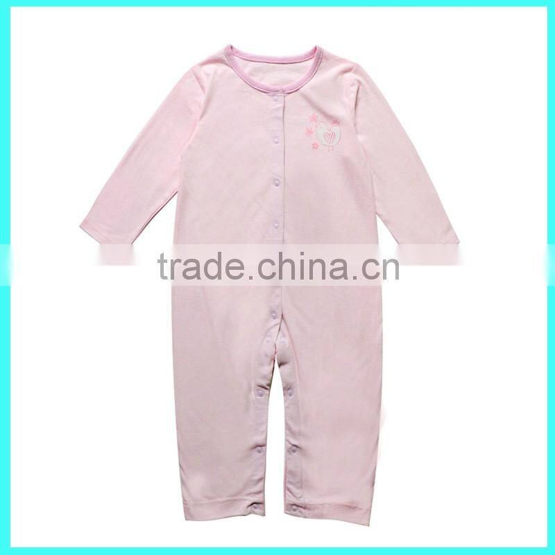 Wholesale infant pink cute & soft long sleeve solid colour baby romper