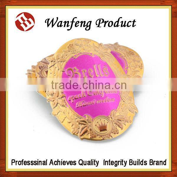 Water resistant glass bottle metal label adhesive ,brand logo lables for wine packaging
