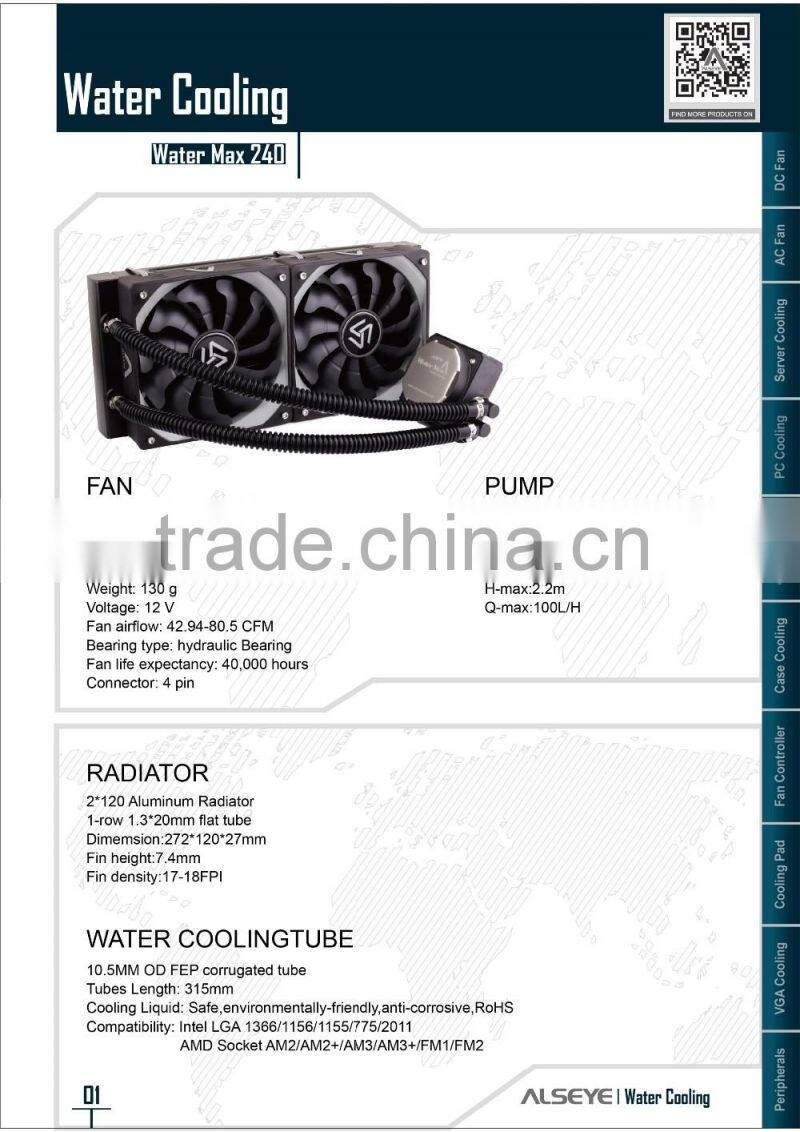 Alseye AA0201 manufacture Hydro Series cpu water cooling heat sink computer case