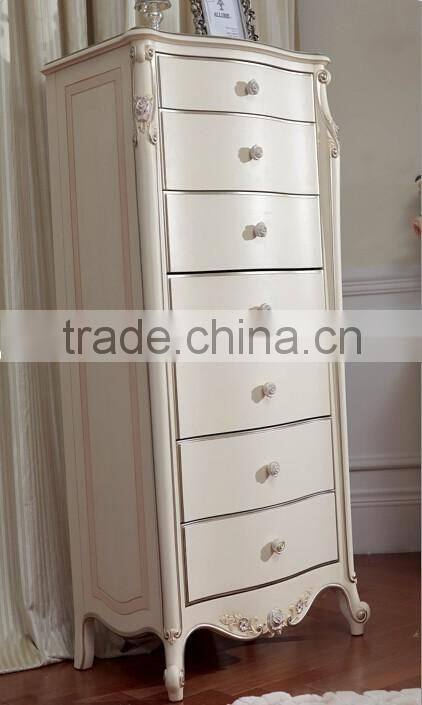 royal European French furniture antique white bedroom sets Bed Bedside table Wardrobe Dressing table Bench Commode Chair